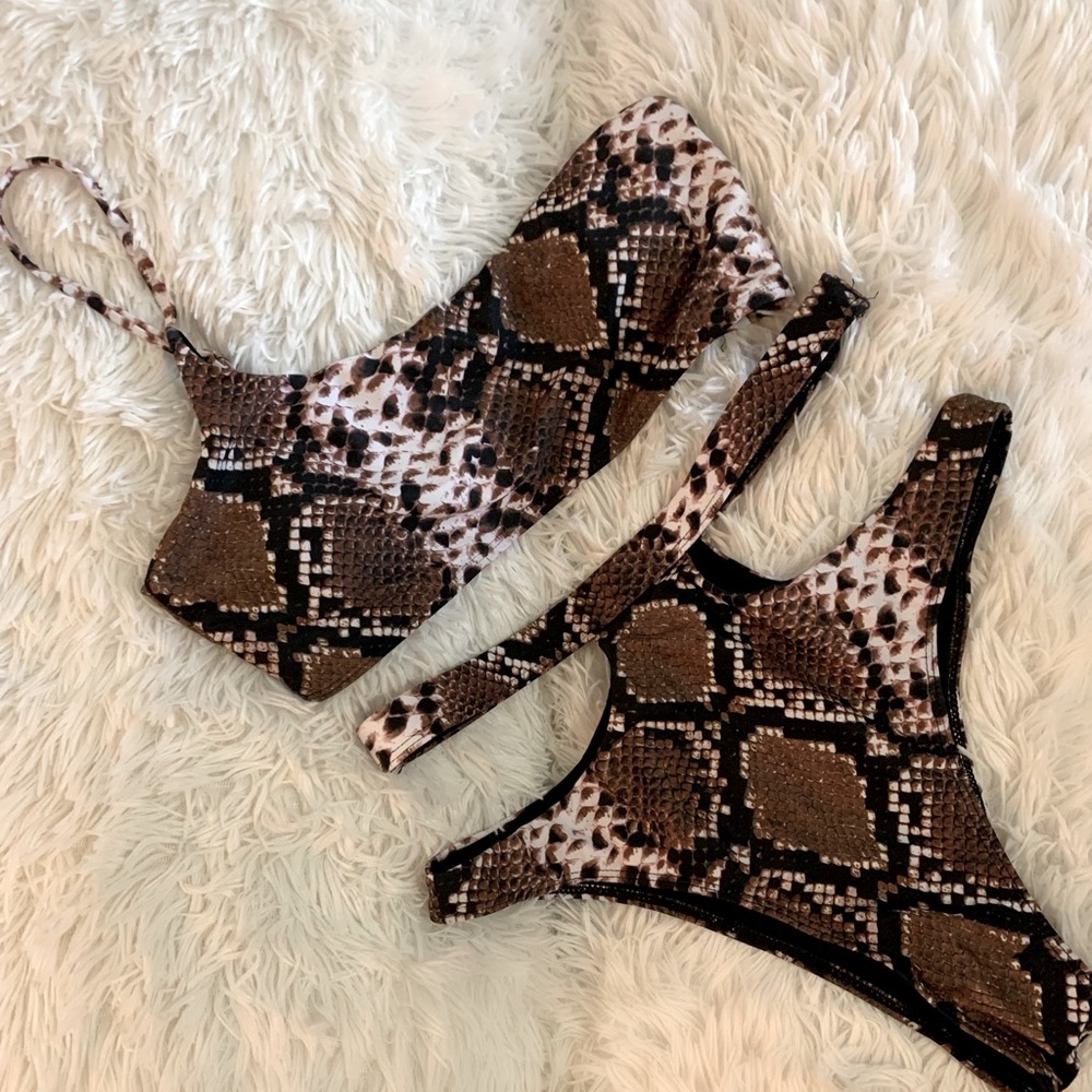 Two piece, high-waist, snakeskin bikini